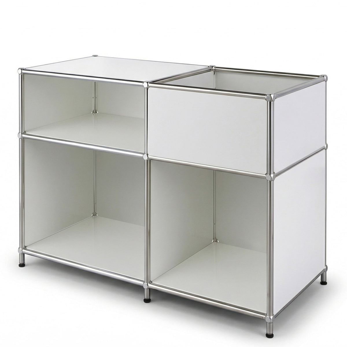Metallregal | Concept Epure MK-030 | Standregal mit 3 Ablagen & Stauraumfach | Sideboard & Aufbewahrungsregal