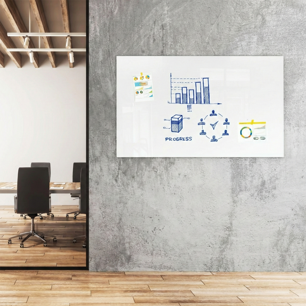 Glas-Whiteboard | Pearlwhite | Sicherheitsglas | Rahmenlos | 10 Größen