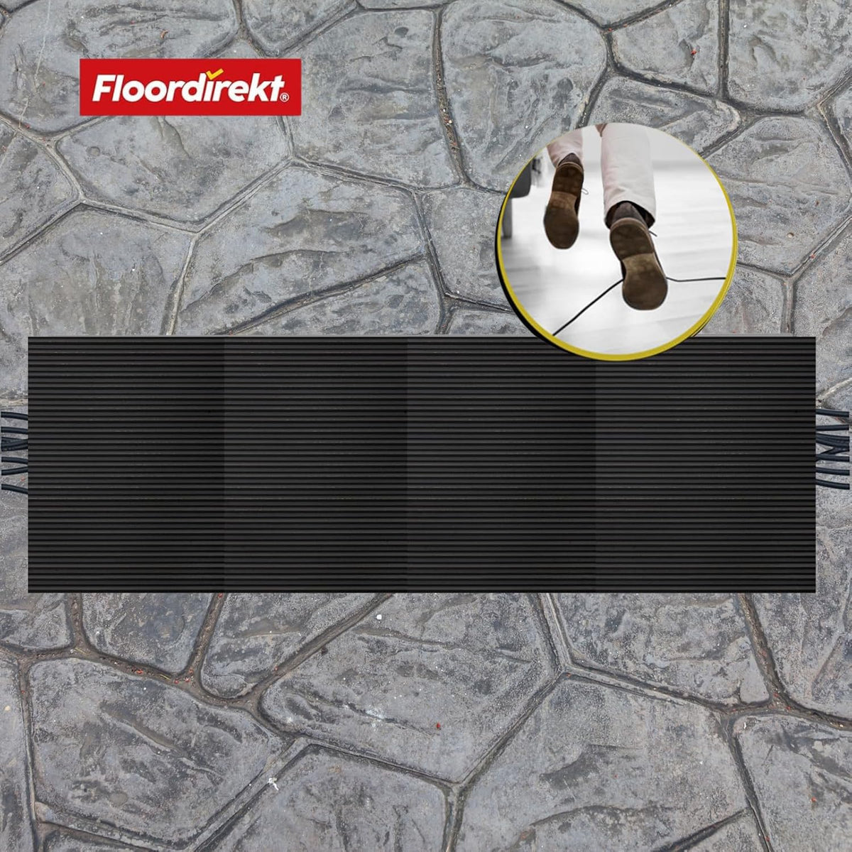 Kabelschutzmatte aus Gummi | Fein gerippt | rutschfest, 3 mm Stärke | Ideale Kabelbrücke für Veranstaltungen & Events