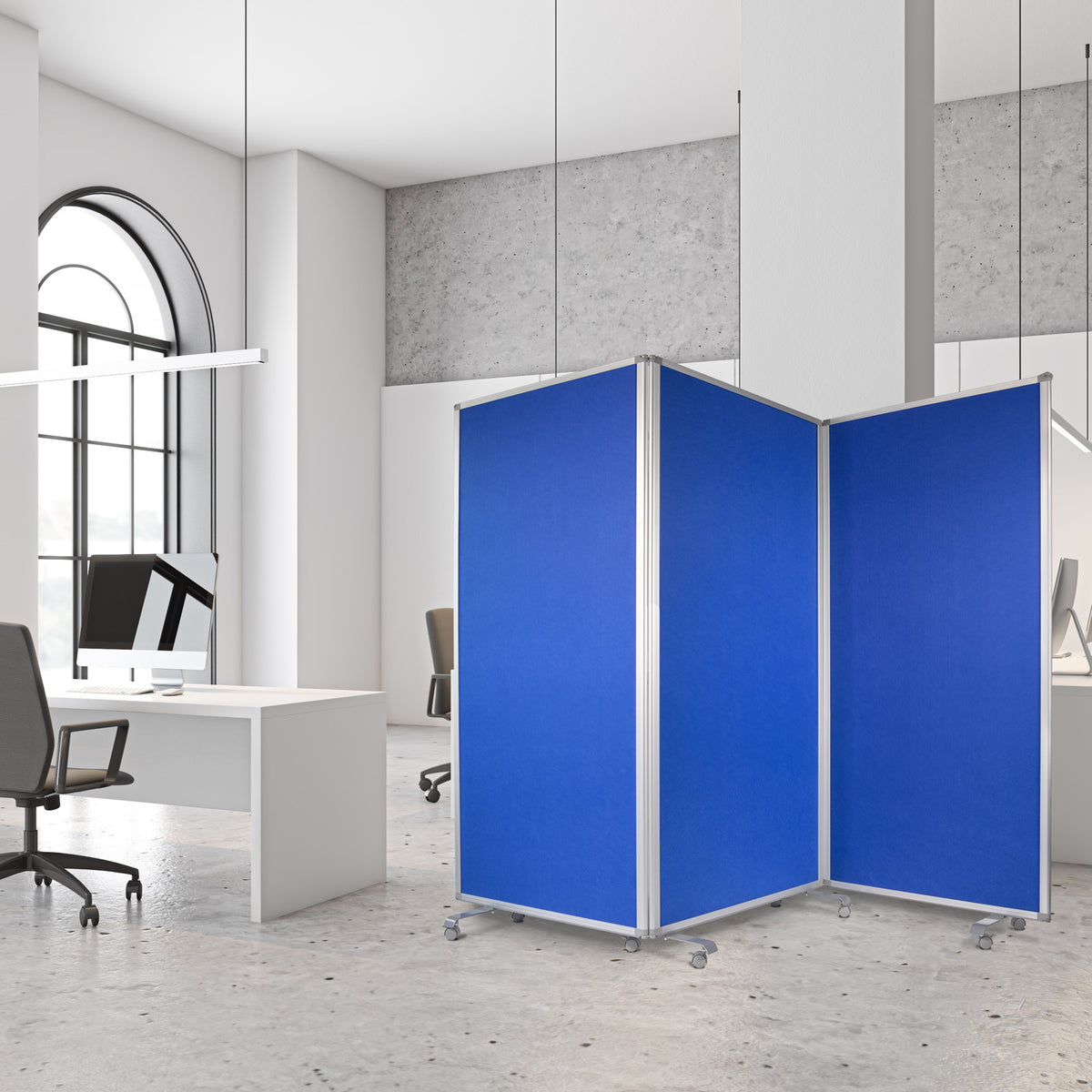 Filz-Stellwand Trennwand 3-teilig Mit Rollen 2 Farben & 2 Größen | Blau