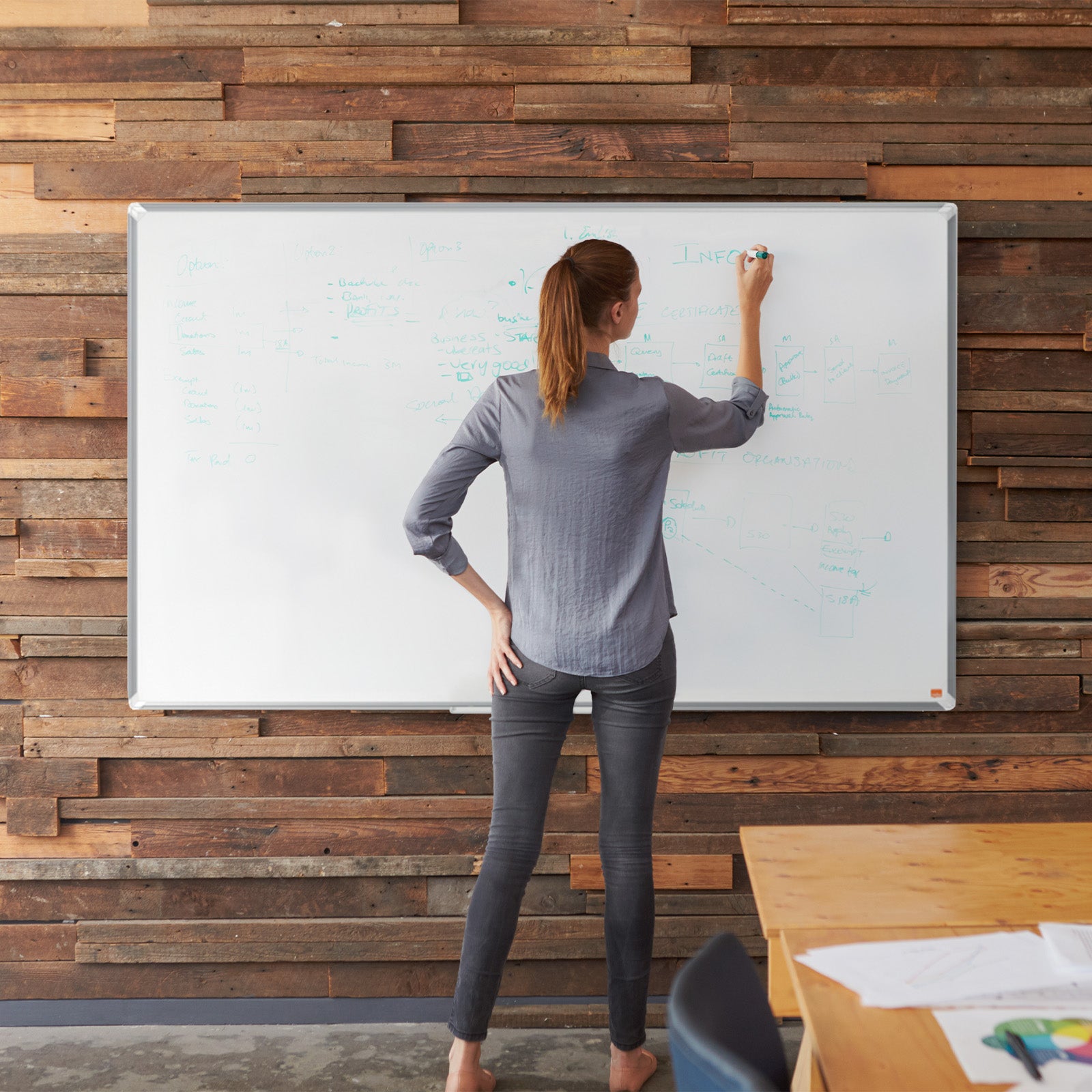 Nobo Whiteboard Premium Plus | Melamin-Oberfläche | Große Stiftablage