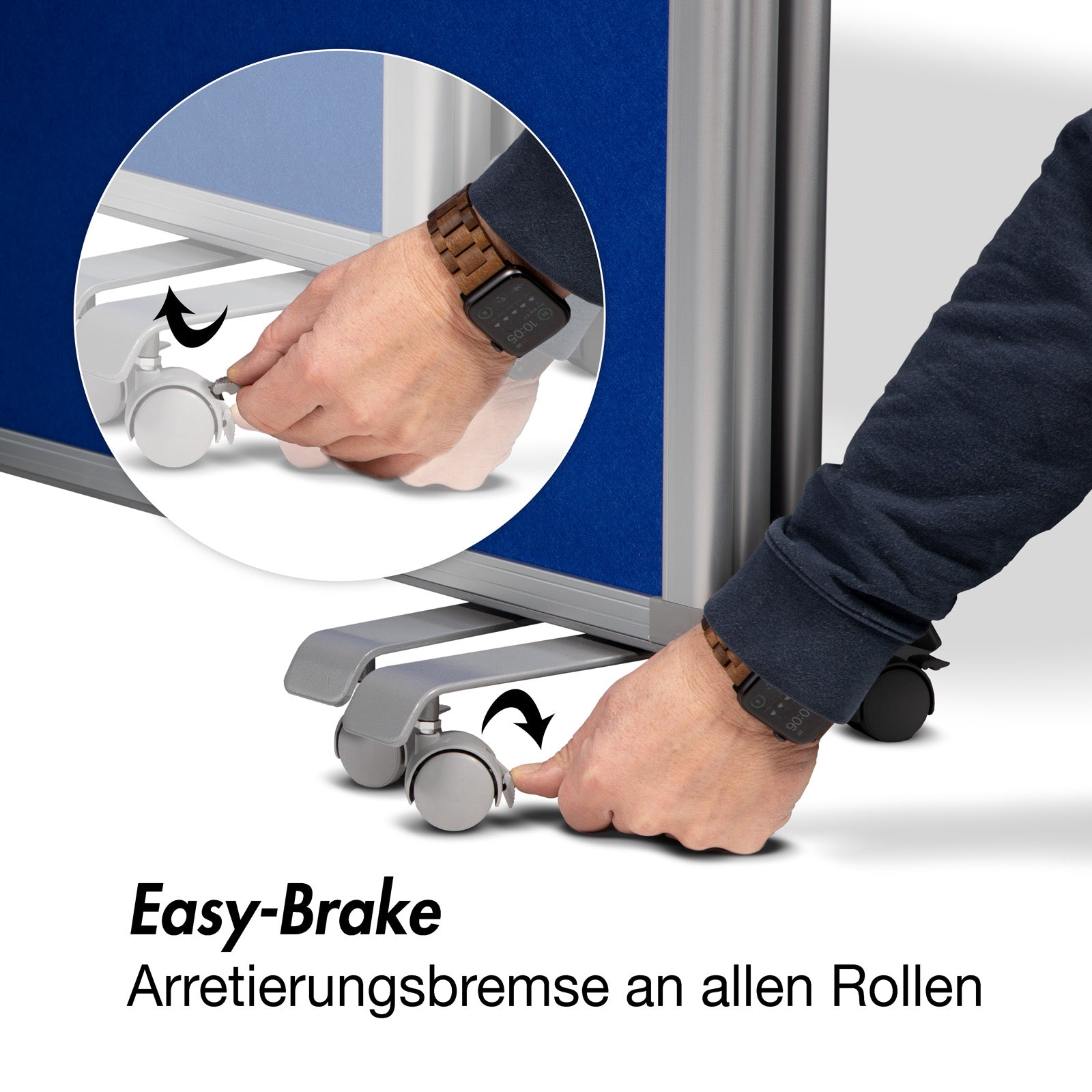 Filz-Stellwand Trennwand 3-teilig Mit Rollen 2 Farben & 2 Größen | Blau