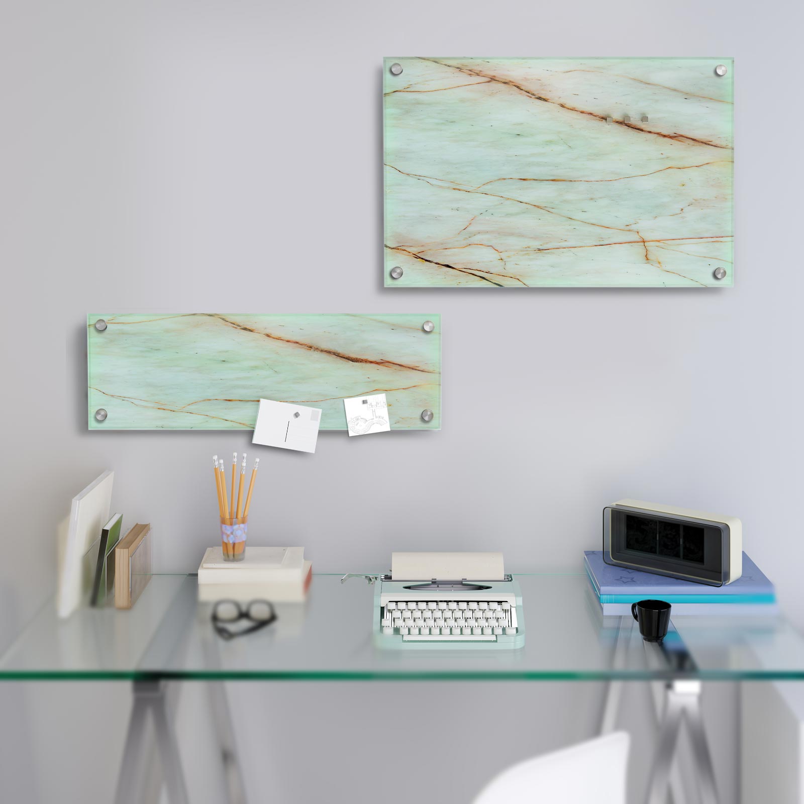 Design-Glas-Memoboard | Marble | 2 Größen