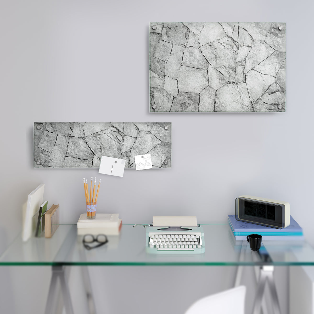 Design-Glas-Memoboard | Rock | 2 Größen