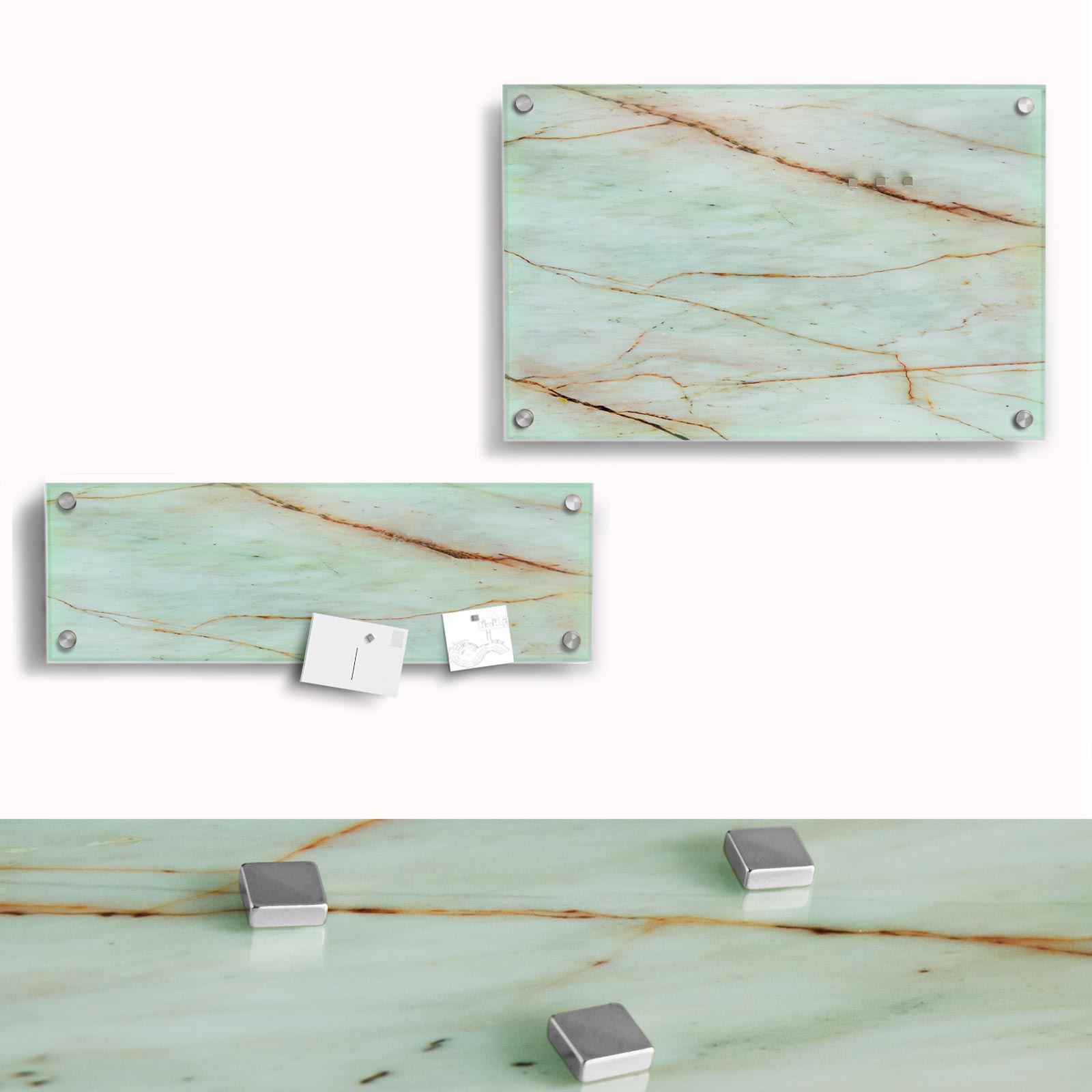 Design-Glas-Memoboard | Marble | 2 Größen