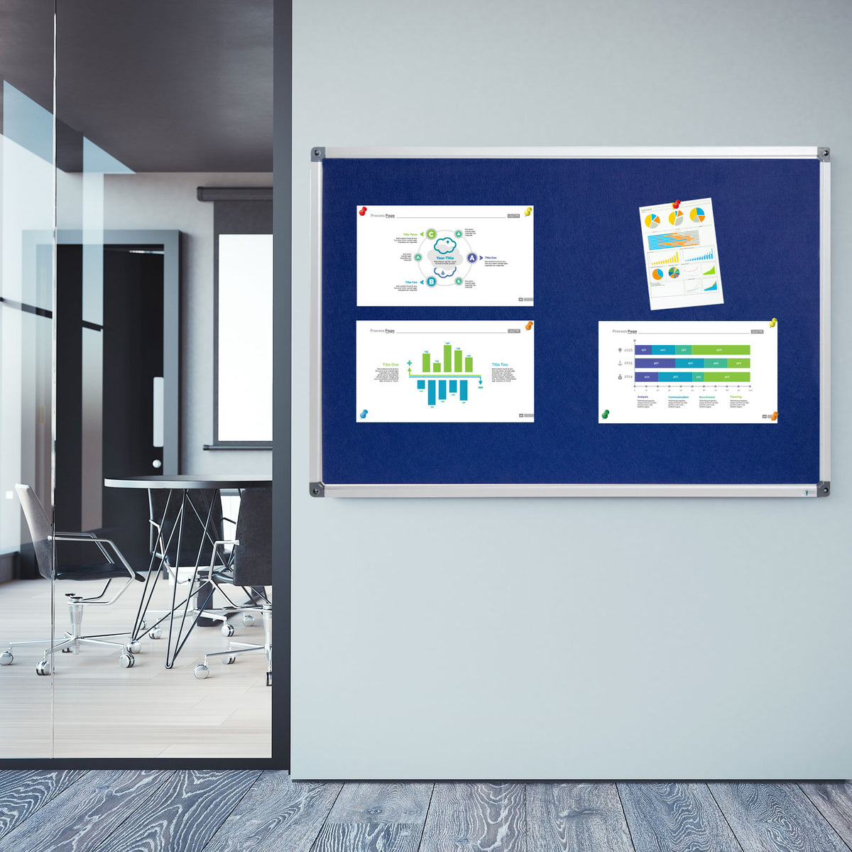 Filz-Pinnwand mit Aluminium-Rahmen | Blau | 5 Größen