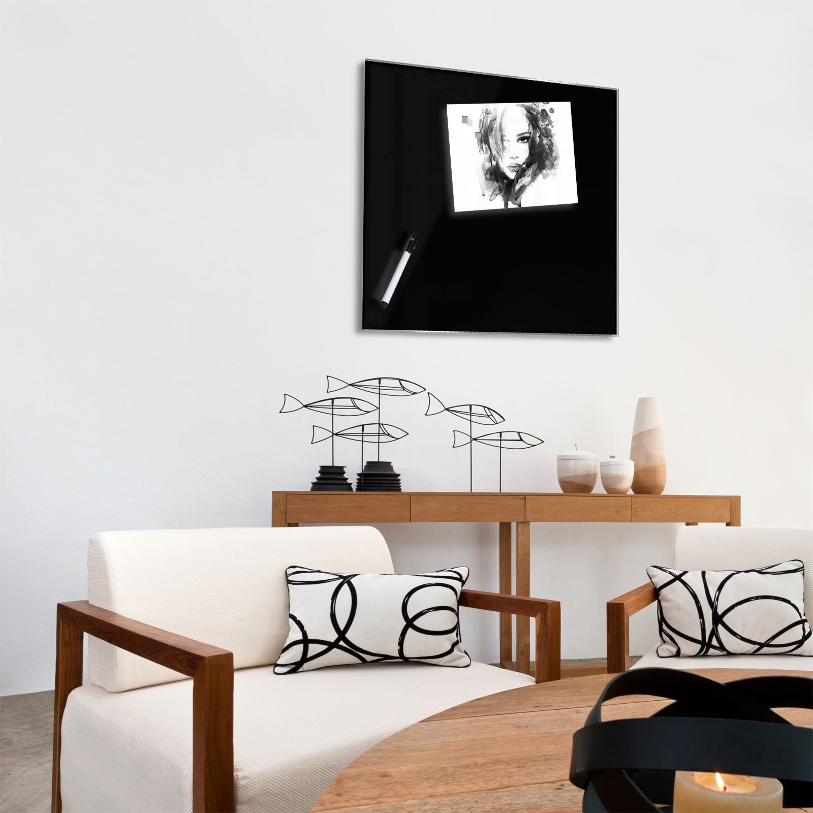 Glasboard Magnettafel 2 Größen 3 Farben | Schwarz