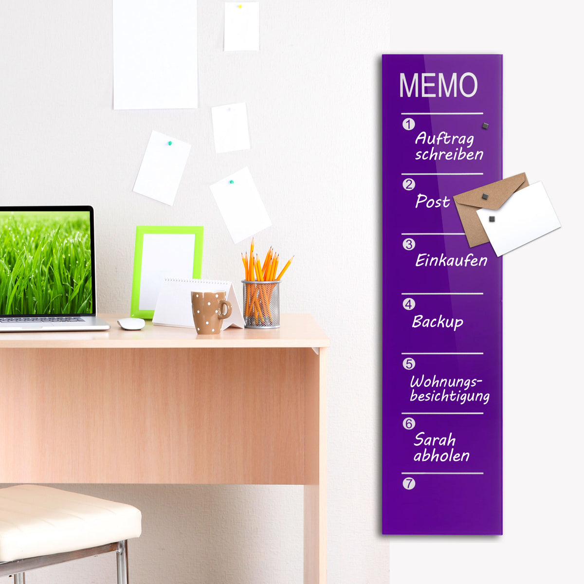 Glas-Wochenplaner Kia | aubergine | 80x20 cm