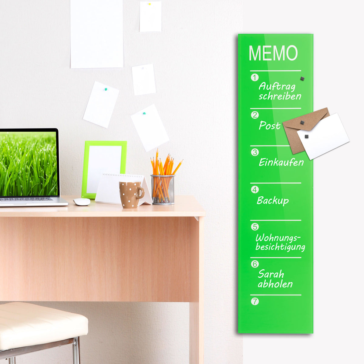 Glas-Wochenplaner Kia | grün | 80x20 cm