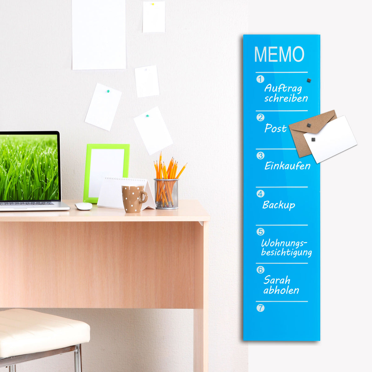 Glas-Wochenplaner Kia | türkis | 80x20 cm