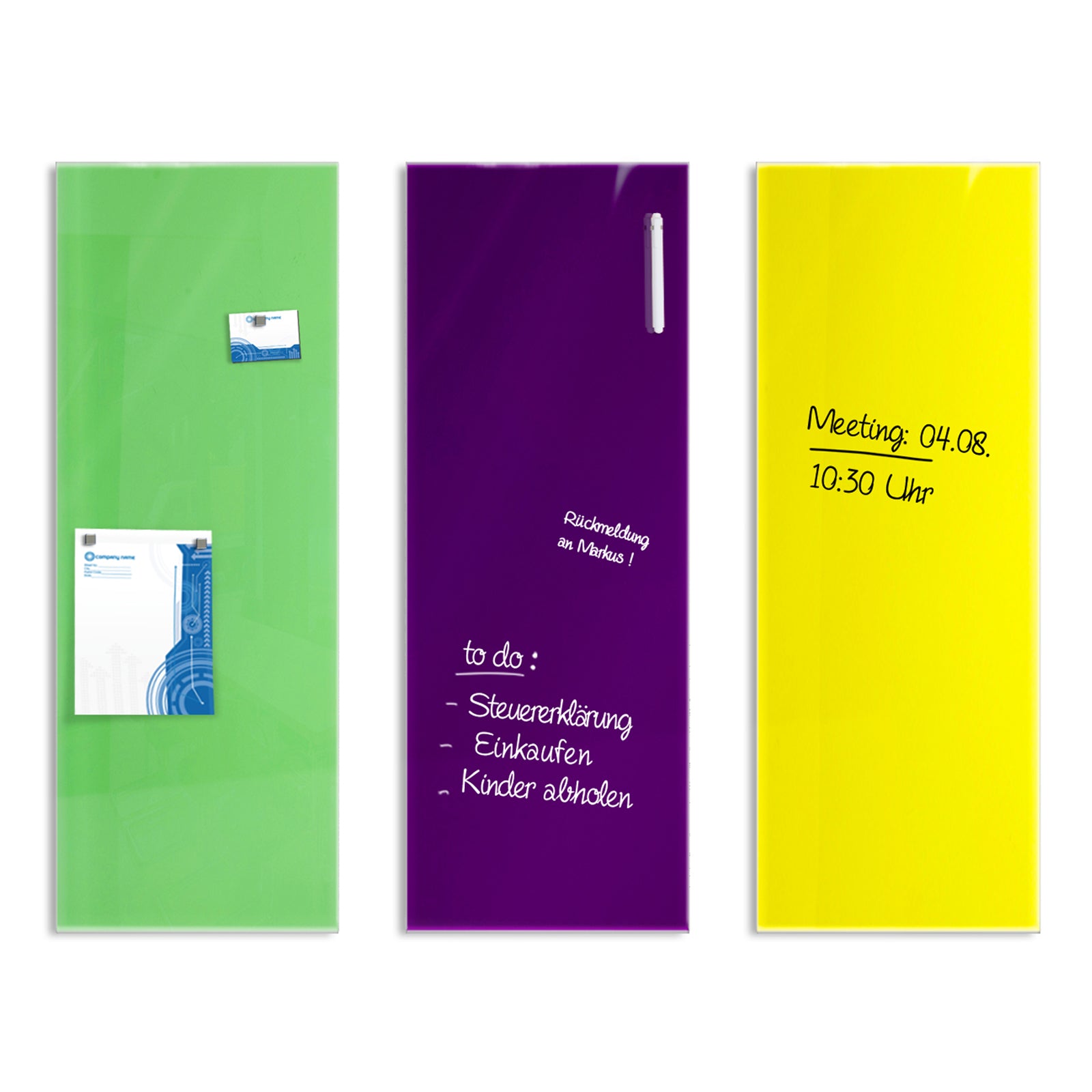 Glasboard | Magnettafel | 2 Größen | 3 Farben