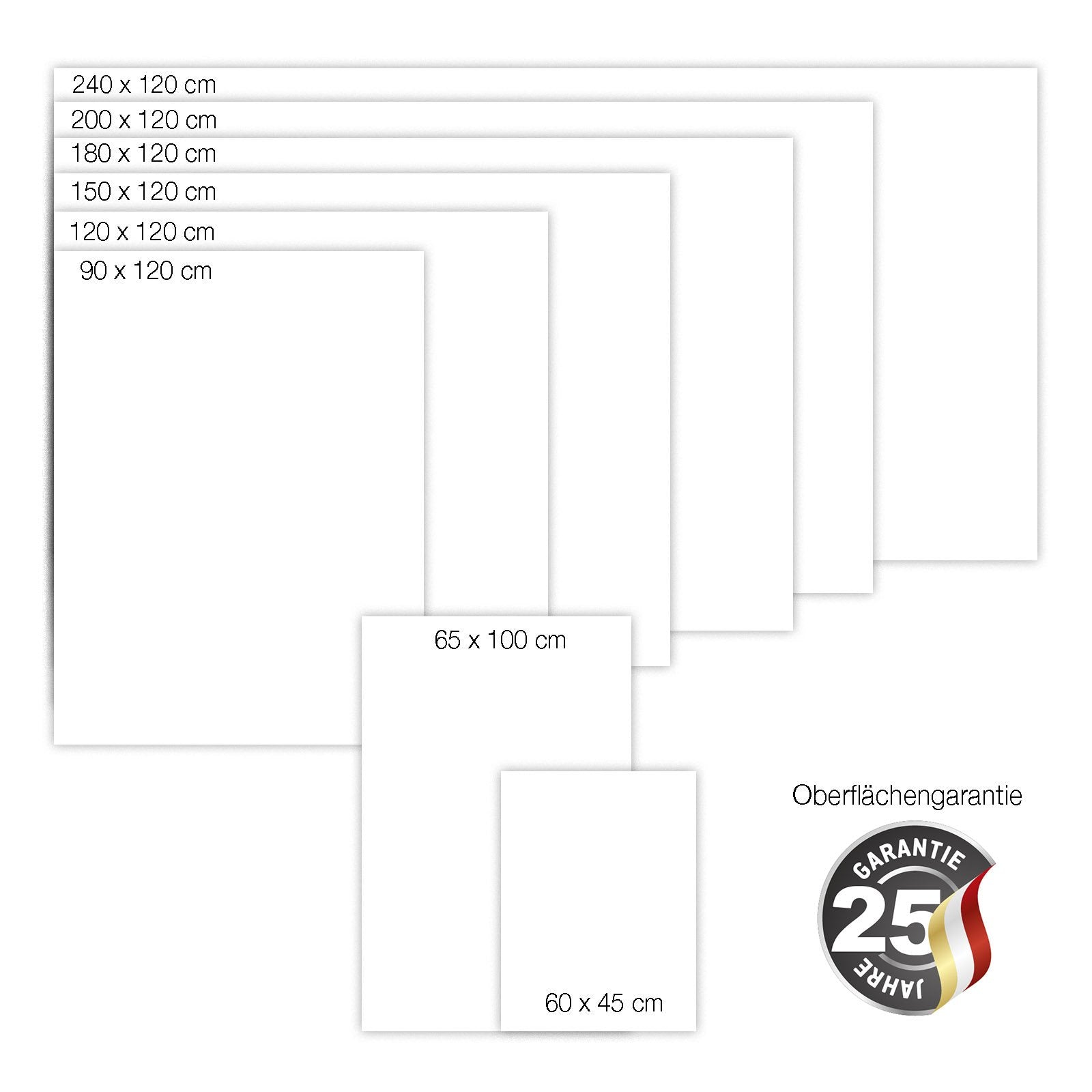 Glas-Whiteboard | Sicherheitsglas | Rahmenlos | 10 Größen
