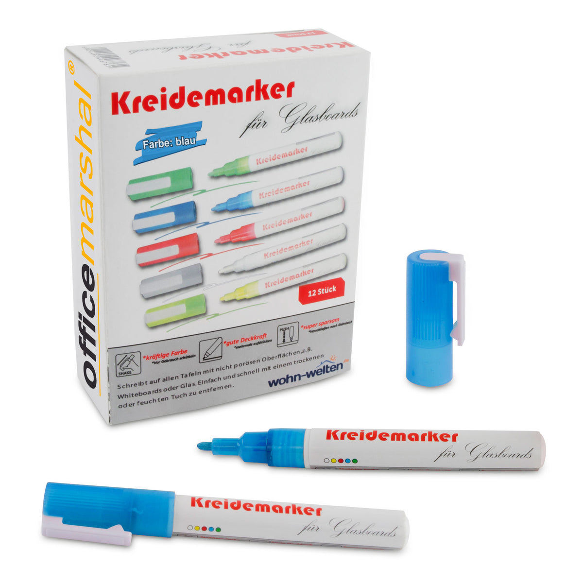 Kreidemarker | 12er-Set | Blau