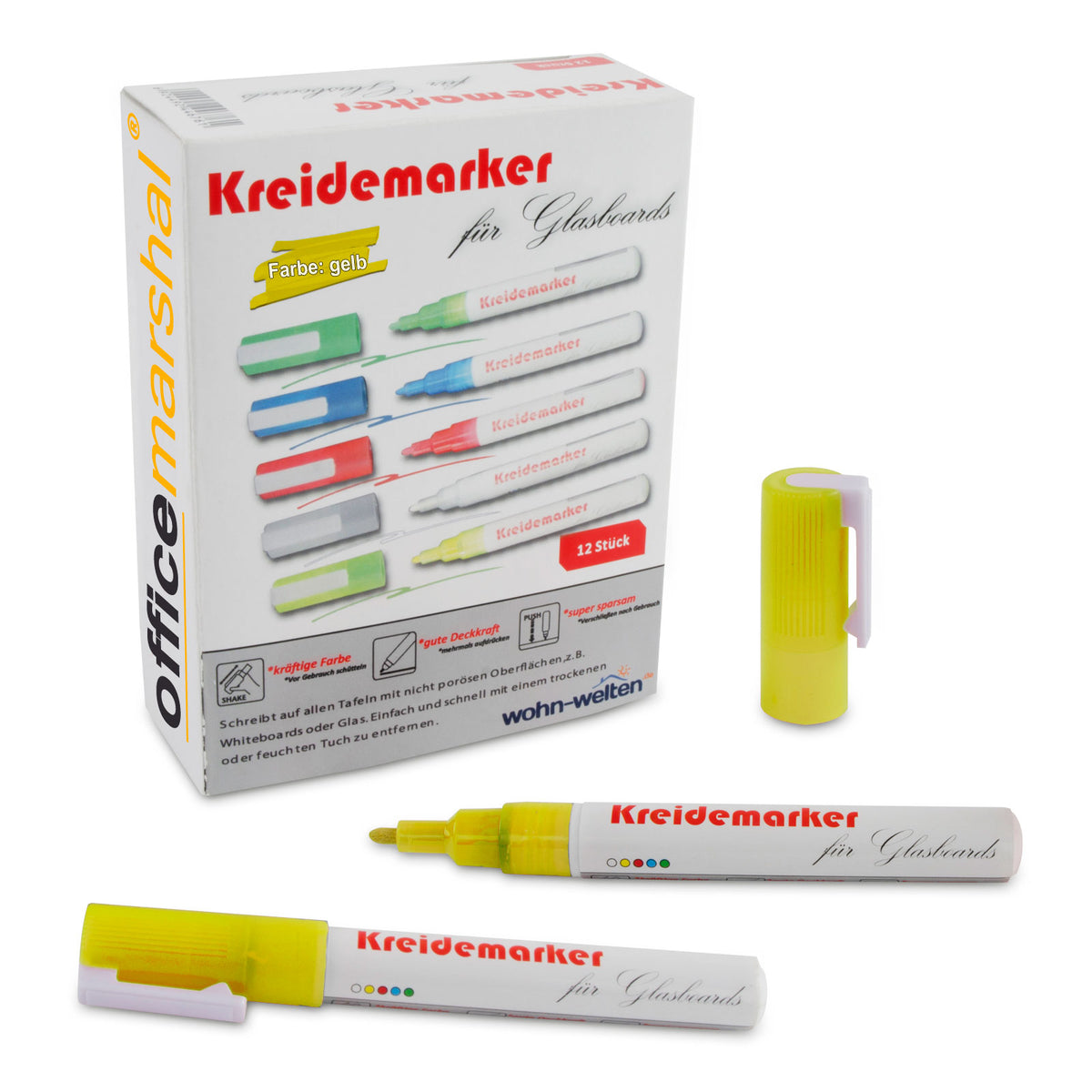 Kreidemarker | 12er-Set | Gelb