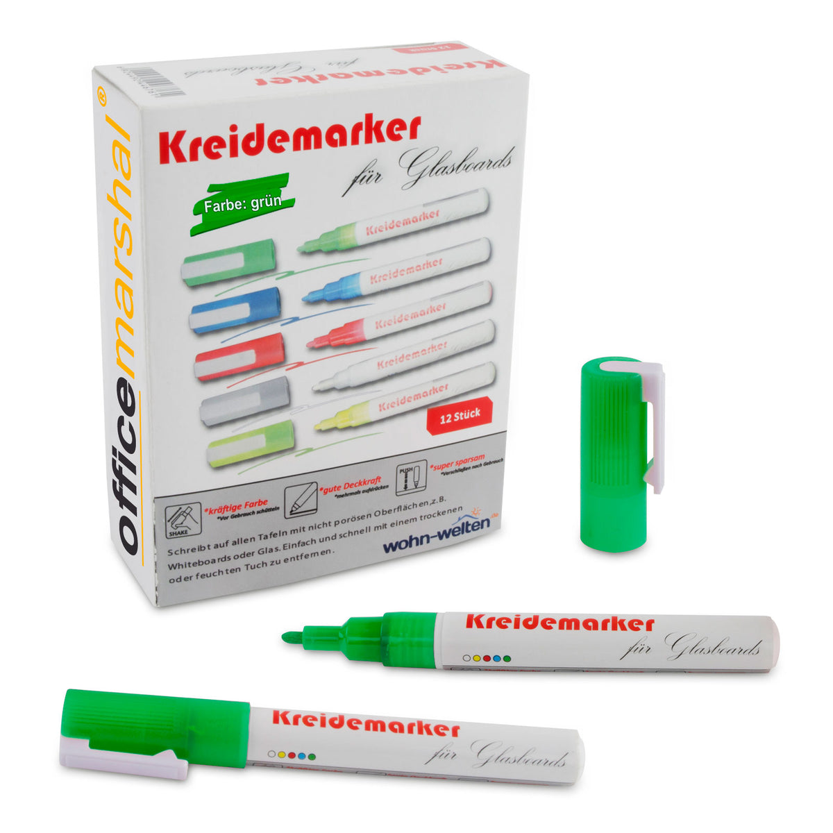Kreidemarker | 12er-Set | Grün