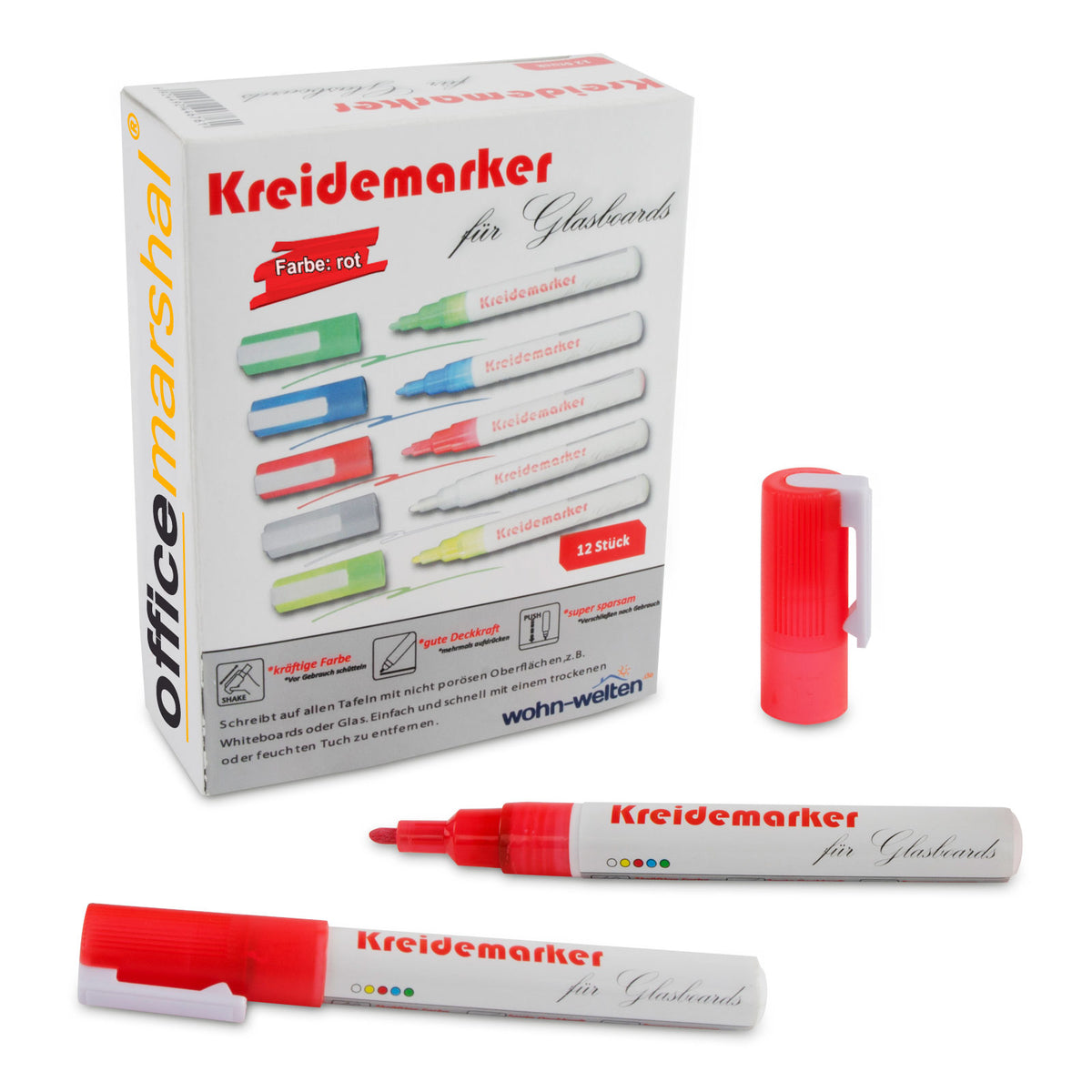 Kreidemarker | 12er-Set | Rot