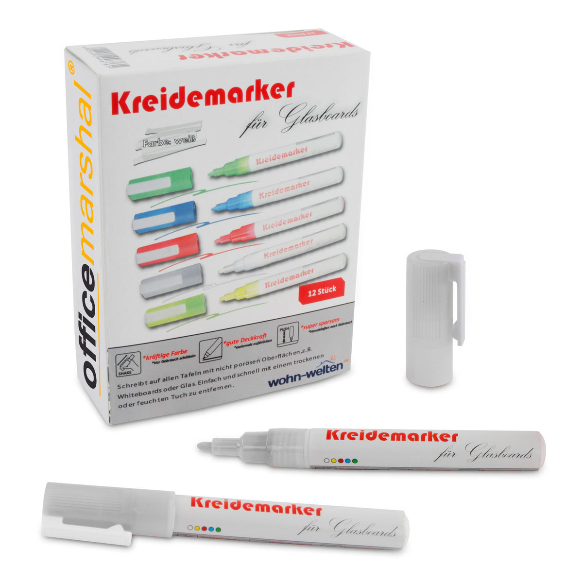 Kreidemarker | 12er-Set | Weiß