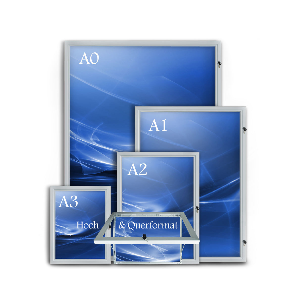 Außen-Schaukasten für Plakate | Posterrahmen | Abschließbar | Größen: A3 bis A0
