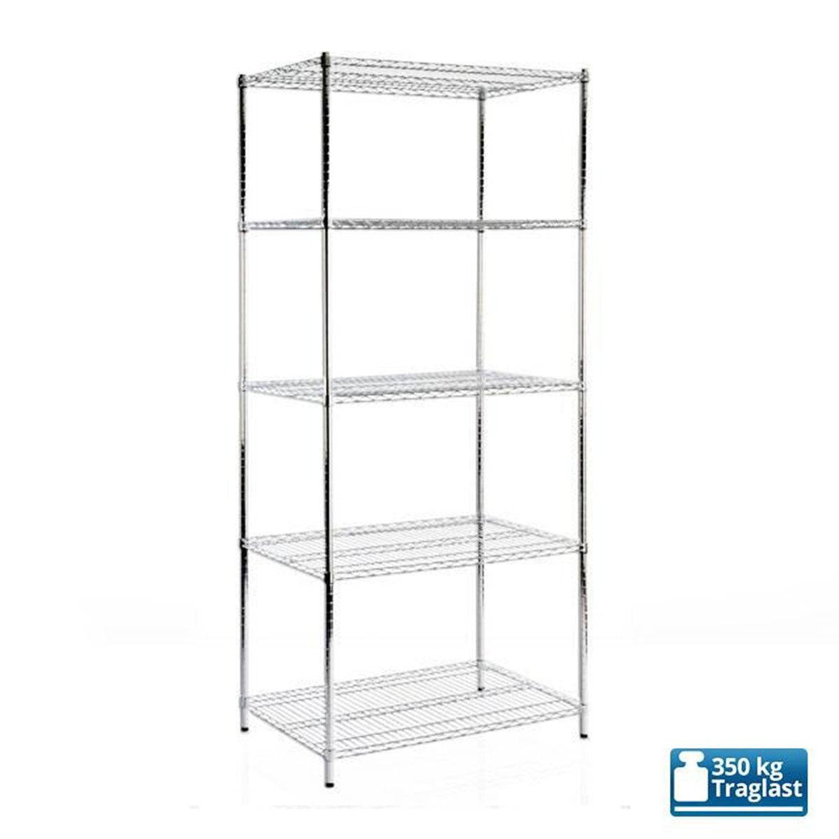 Gitterregal Everest | Verchromt | 5 Böden | 2 Größen | Traglast: 350 kg