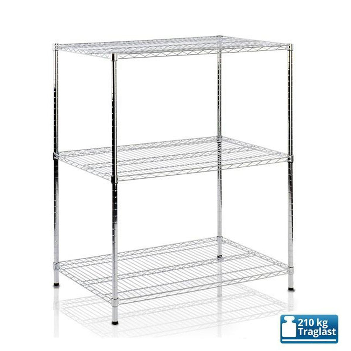 Gitterregal Everest | Verchromt | 3 Böden | 2 Größen | Traglast: 210 kg