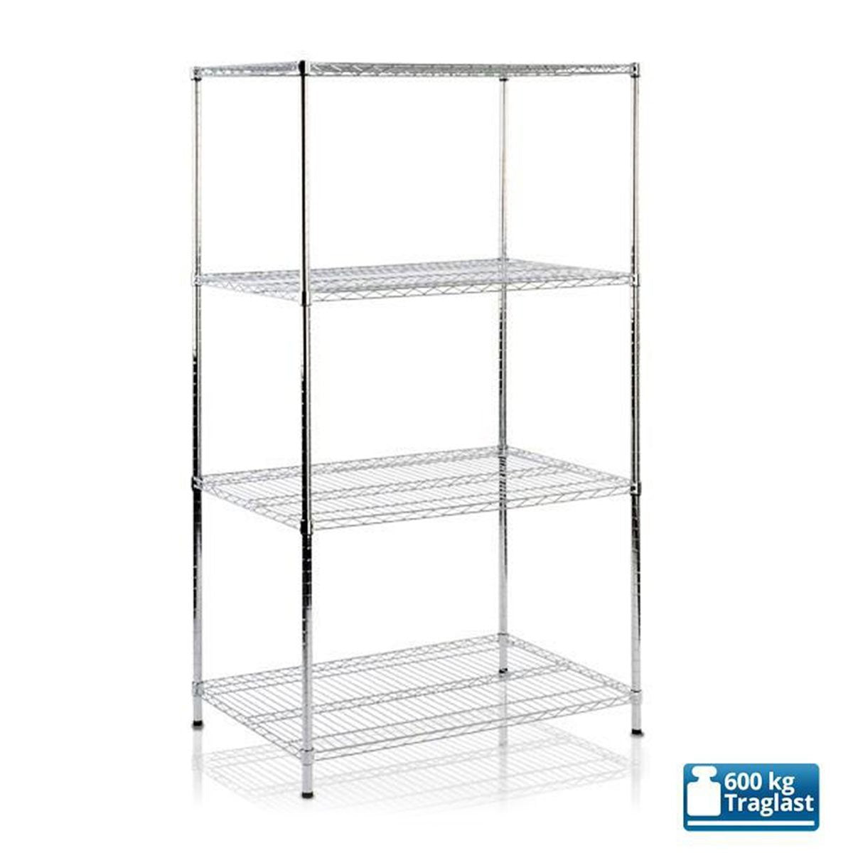 Gitterregal Himalaya | Verchromt | 4 Böden | 2 Größen | Traglast: 600 kg