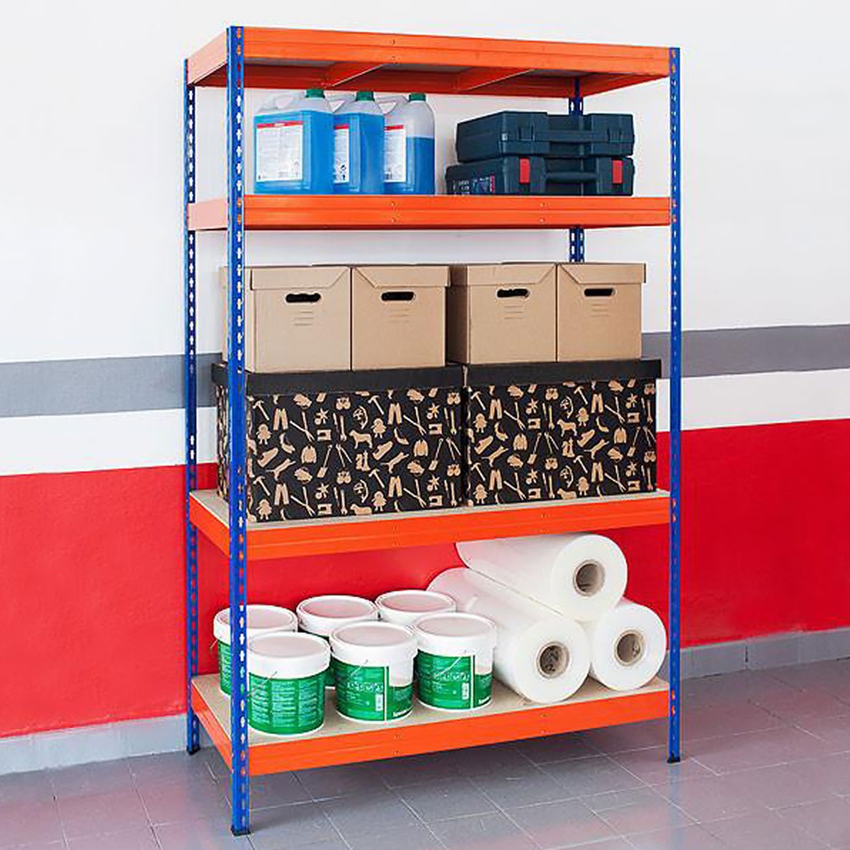 Weitspannregal | Blau-Orange | Traglast bis 1600 kg | 4 Größen