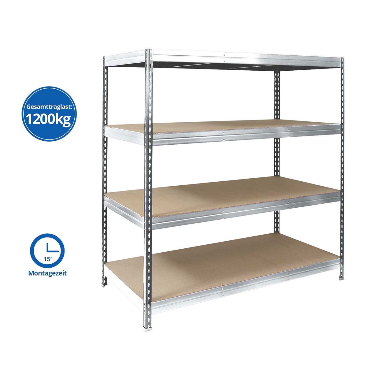 Weitspannregal | Verzinkt | Traglast bis 1600 kg | 4 Größen