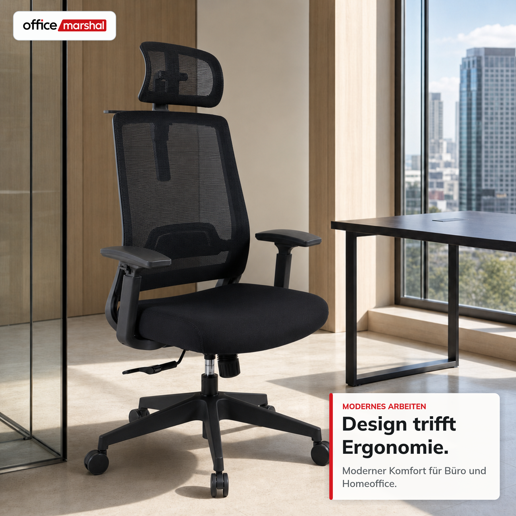 Bürostuhl | Victor | Ergonomischer Mesh-Schreibtischstuhl mit Kopfstütze, Lordosenstütze & 3D-Armlehnen | 2 Farben