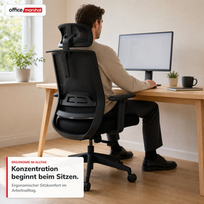 Bürostuhl | Victor | Ergonomischer Mesh-Schreibtischstuhl mit Kopfstütze, Lordosenstütze & 3D-Armlehnen | 2 Farben