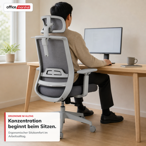 Bürostuhl | Victor | Ergonomischer Mesh-Schreibtischstuhl mit Kopfstütze, Lordosenstütze & 3D-Armlehnen | 2 Farben