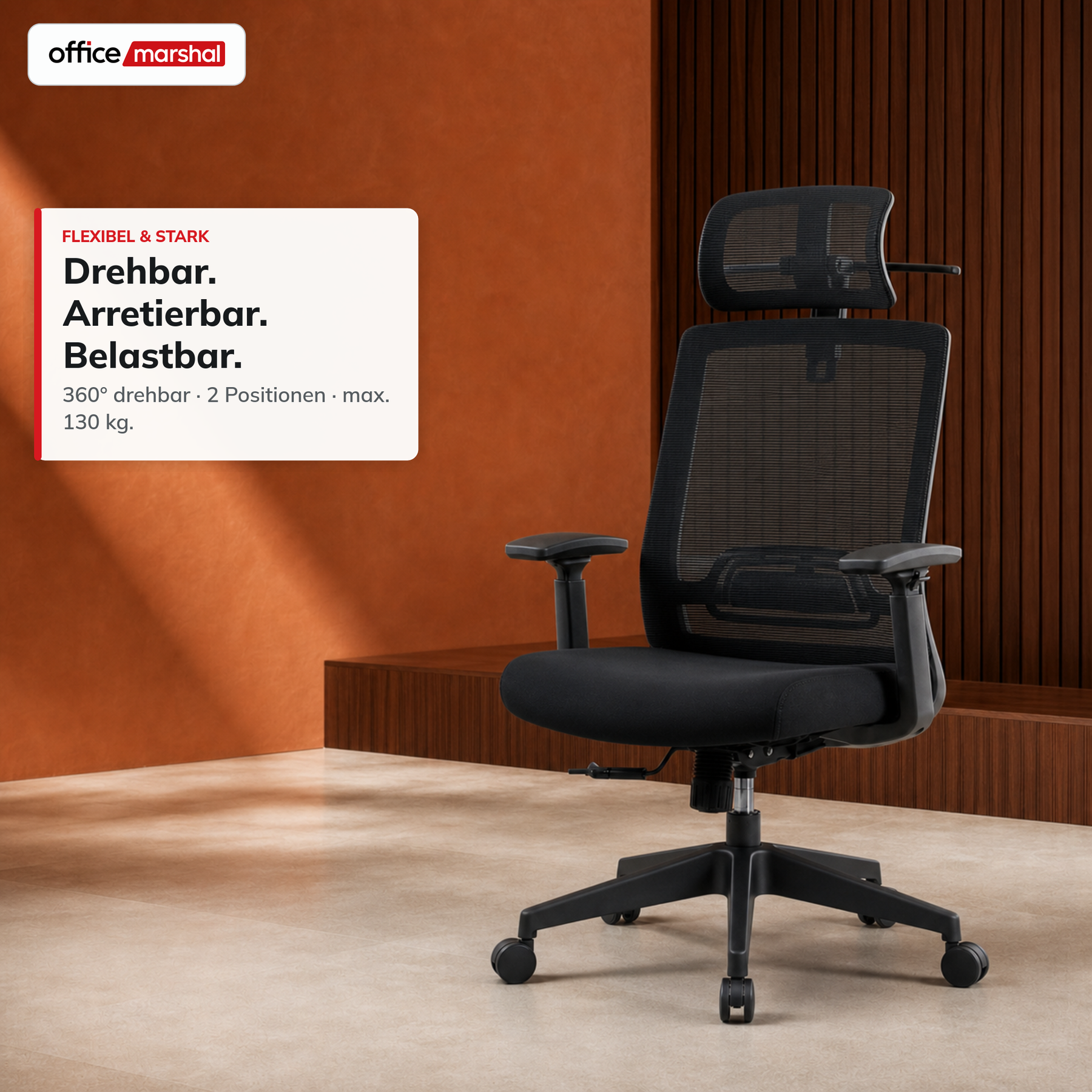 Bürostuhl | Victor | Ergonomischer Mesh-Schreibtischstuhl mit Kopfstütze, Lordosenstütze & 3D-Armlehnen | 2 Farben