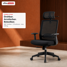 Bürostuhl | Victor | Ergonomischer Mesh-Schreibtischstuhl mit Kopfstütze, Lordosenstütze & 3D-Armlehnen | 2 Farben