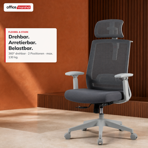 Bürostuhl | Victor | Ergonomischer Mesh-Schreibtischstuhl mit Kopfstütze, Lordosenstütze & 3D-Armlehnen | 2 Farben