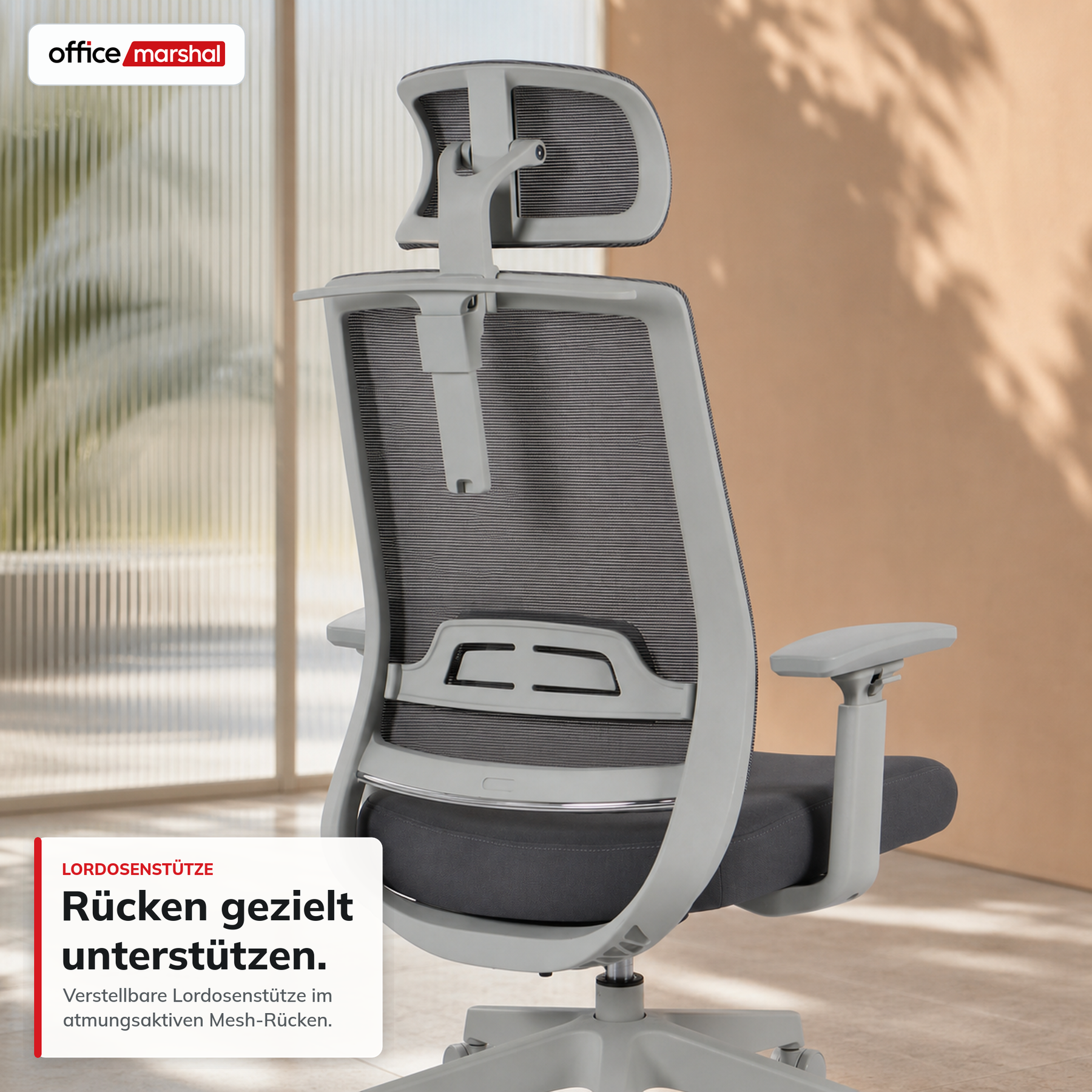 Bürostuhl | Victor | Ergonomischer Mesh-Schreibtischstuhl mit Kopfstütze, Lordosenstütze & 3D-Armlehnen | 2 Farben