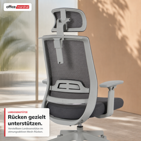Bürostuhl | Victor | Ergonomischer Mesh-Schreibtischstuhl mit Kopfstütze, Lordosenstütze & 3D-Armlehnen | 2 Farben