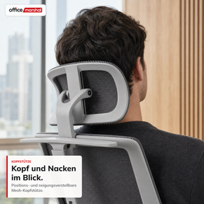 Bürostuhl | Victor | Ergonomischer Mesh-Schreibtischstuhl mit Kopfstütze, Lordosenstütze & 3D-Armlehnen | 2 Farben