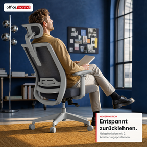 Bürostuhl | Victor | Ergonomischer Mesh-Schreibtischstuhl mit Kopfstütze, Lordosenstütze & 3D-Armlehnen | 2 Farben