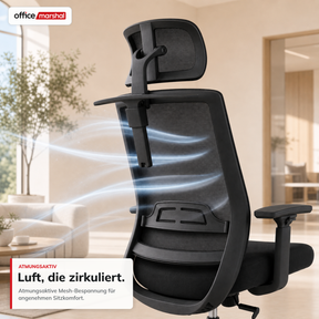Bürostuhl | Victor | Ergonomischer Mesh-Schreibtischstuhl mit Kopfstütze, Lordosenstütze & 3D-Armlehnen | 2 Farben