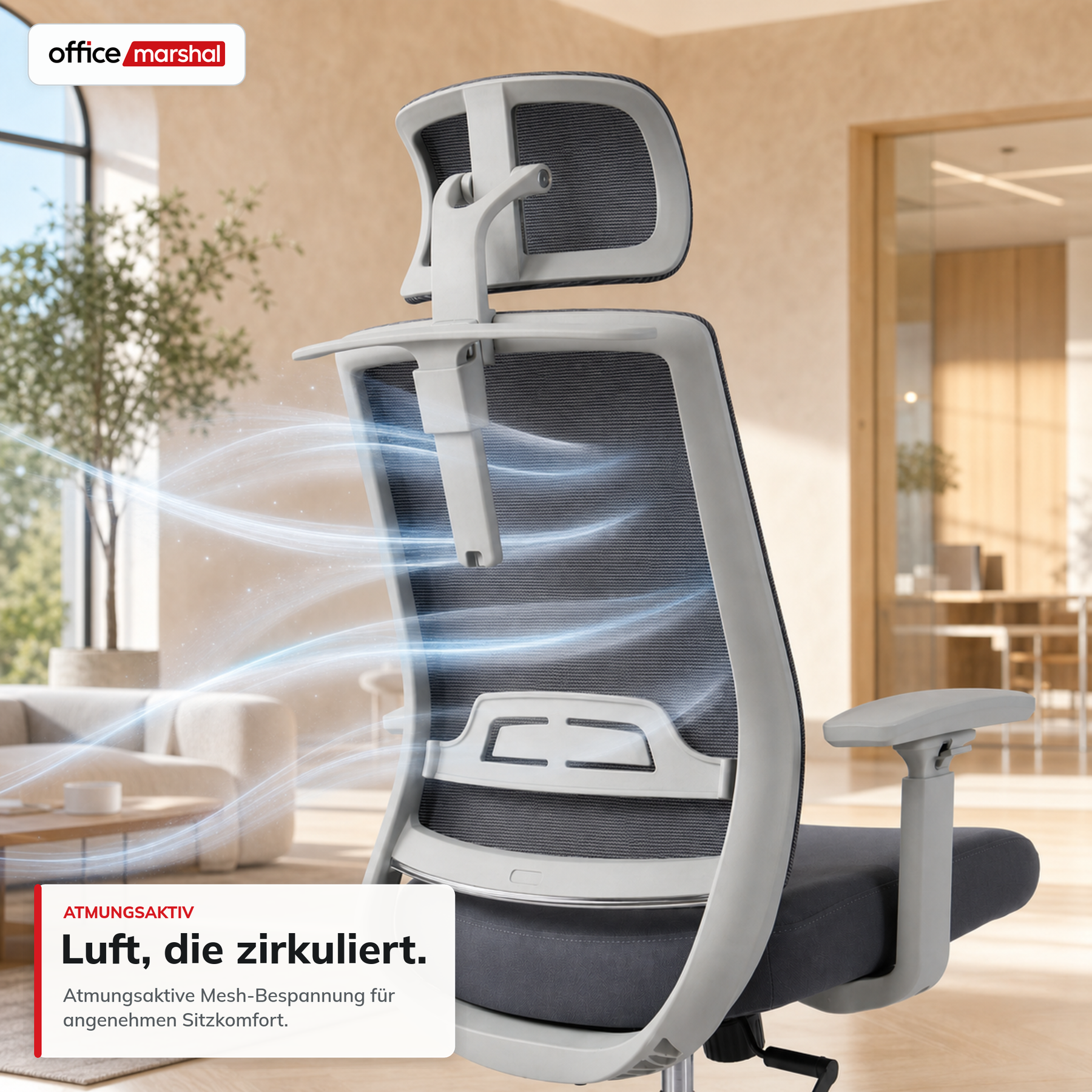 Bürostuhl | Victor | Ergonomischer Mesh-Schreibtischstuhl mit Kopfstütze, Lordosenstütze & 3D-Armlehnen | 2 Farben