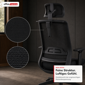 Bürostuhl | Victor | Ergonomischer Mesh-Schreibtischstuhl mit Kopfstütze, Lordosenstütze & 3D-Armlehnen | 2 Farben