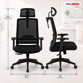 Bürostuhl | Victor | Ergonomischer Mesh-Schreibtischstuhl mit Kopfstütze, Lordosenstütze & 3D-Armlehnen | 2 Farben