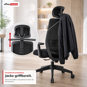 Bürostuhl | Victor | Ergonomischer Mesh-Schreibtischstuhl mit Kopfstütze, Lordosenstütze & 3D-Armlehnen | 2 Farben