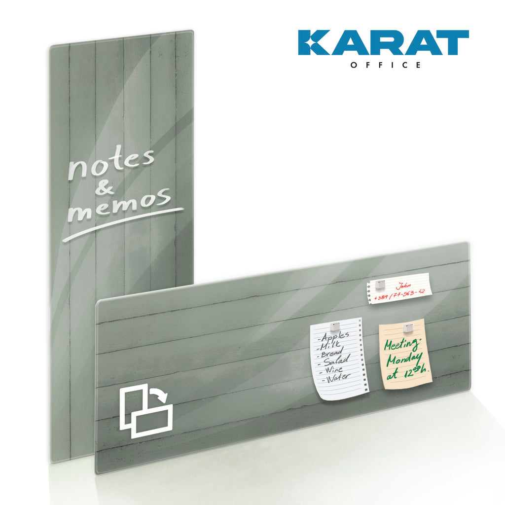 Design-Glas-Memoboard | Wood | Holzoptik | Mit Magneten & Montagematerial | Hochglanz-Oberfläche