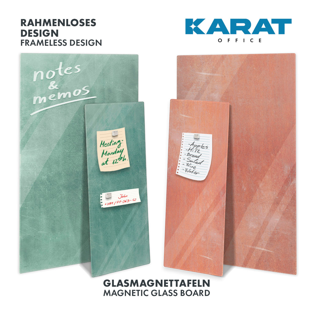 Design-Glas-Memoboard | Brush | Mit Magneten & Montagematerial | Hochglanz-Oberfläche