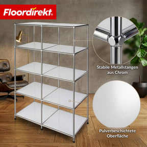 Metallregal | Concept Epure MK-015 | Offenes Standregal mit 5 Ablagen | Bücherregal & Raumteiler Metall