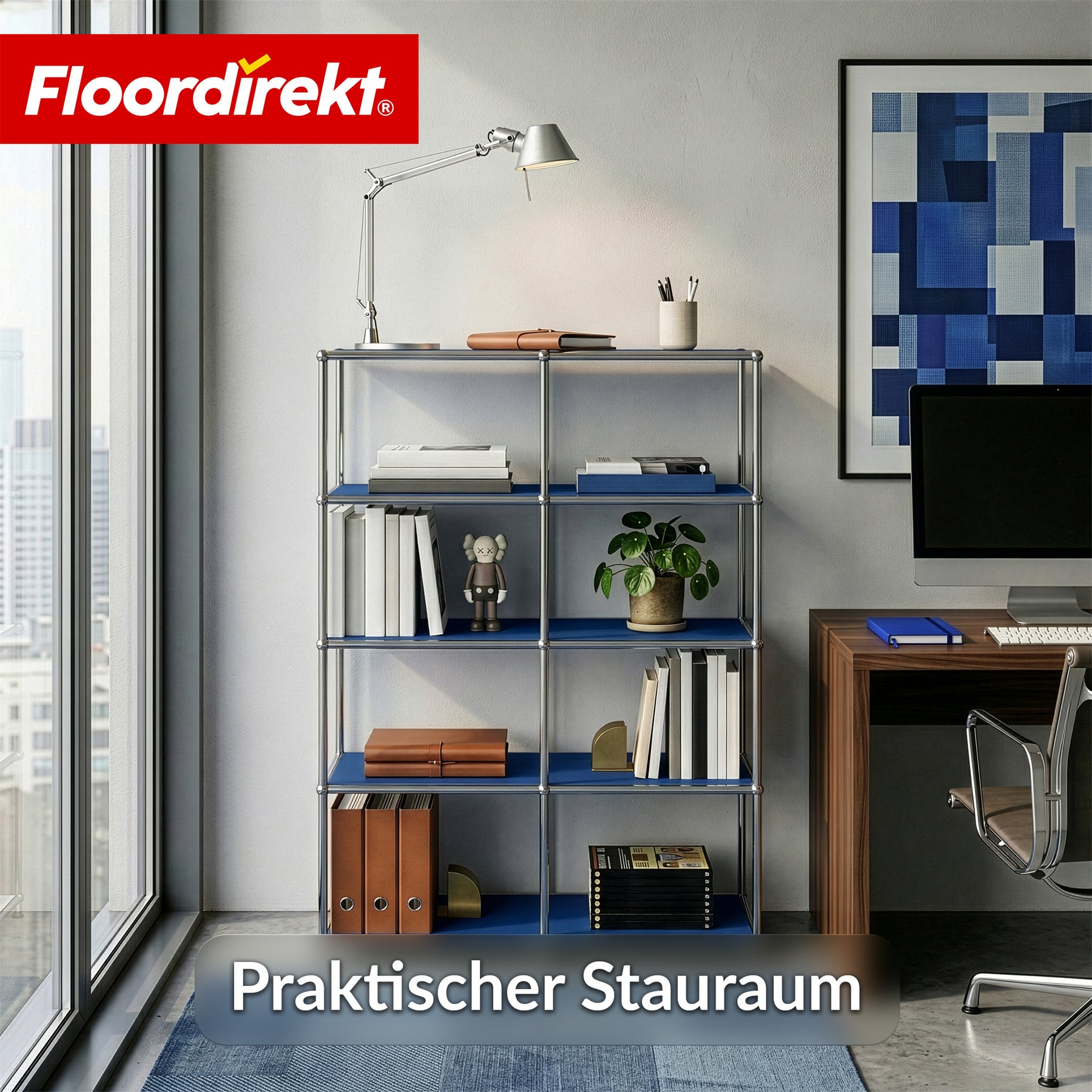 Metallregal | Concept Epure MK-015 | Offenes Standregal mit 5 Ablagen | Bücherregal & Raumteiler Metall
