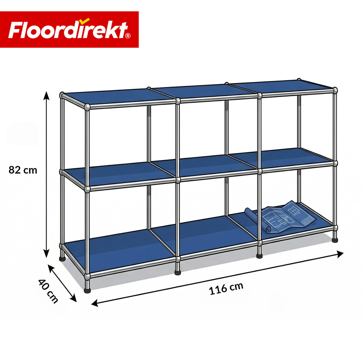 Metallregal | Concept Epure MK-018 | 3 Ablagen Standregal | Sideboard & Lowboard | Offenes Bücherregal