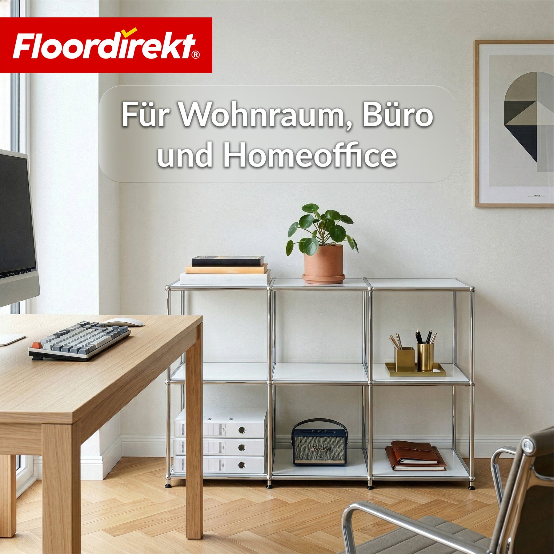 Metallregal | Concept Epure MK-018 | 3 Ablagen Standregal | Sideboard & Lowboard | Offenes Bücherregal
