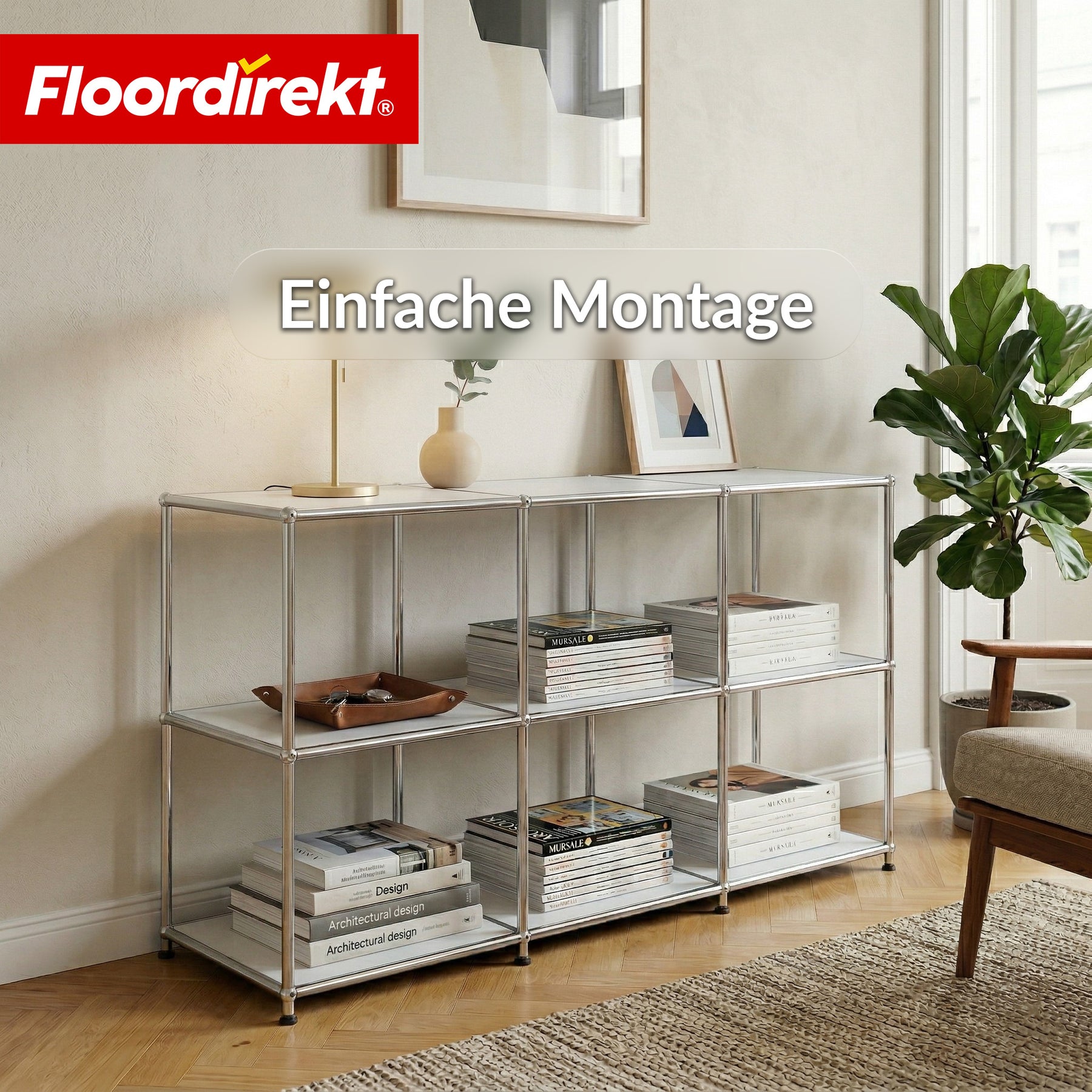Metallregal | Concept Epure MK-018 | 3 Ablagen Standregal | Sideboard & Lowboard | Offenes Bücherregal