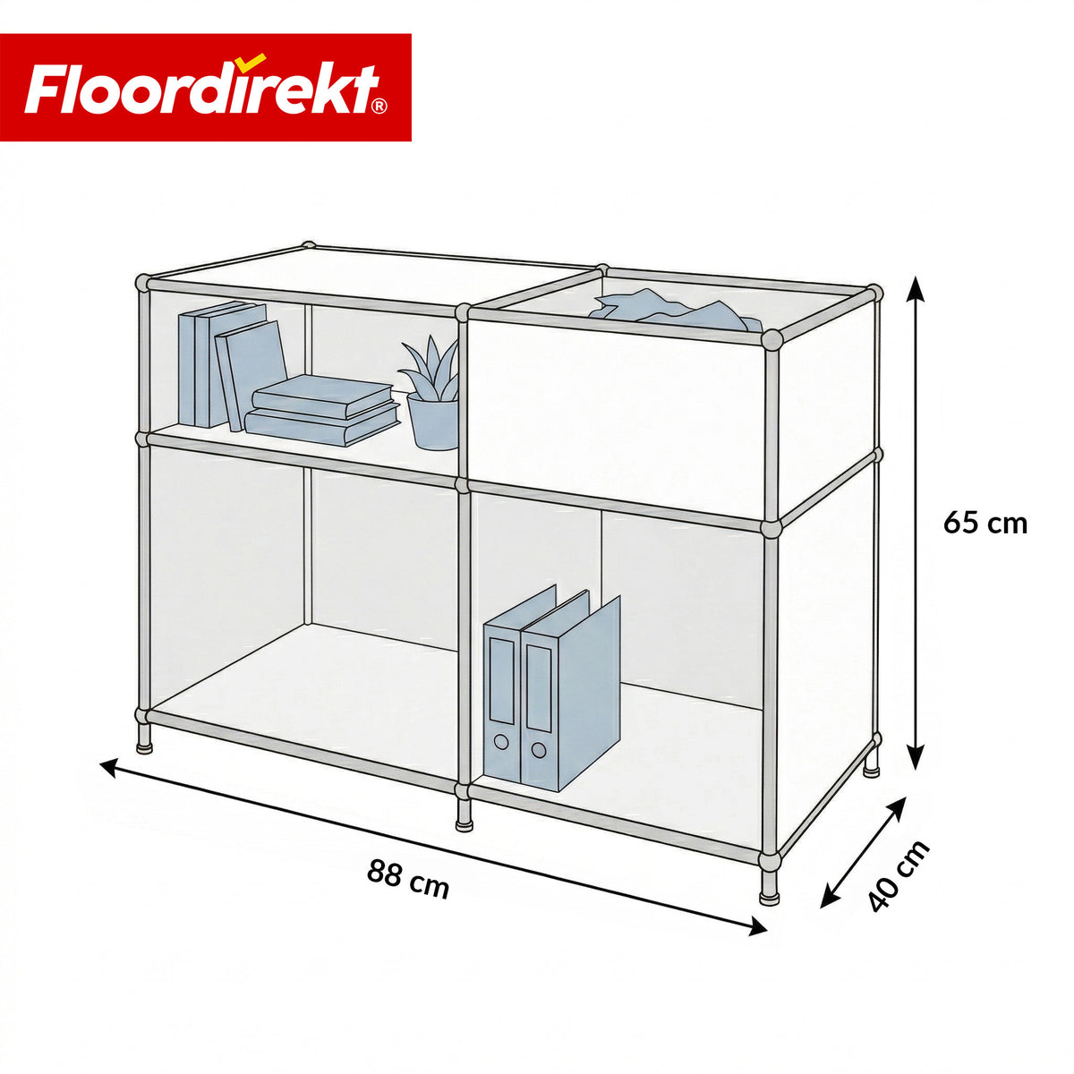 Metallregal | Concept Epure MK-030 | Standregal mit 3 Ablagen & Stauraumfach | Sideboard & Aufbewahrungsregal